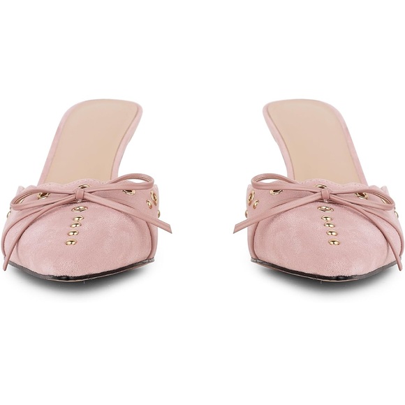 NEW IN BOX Pink Suede Pointy Toe Heeled Mules - Picture 4 of 10